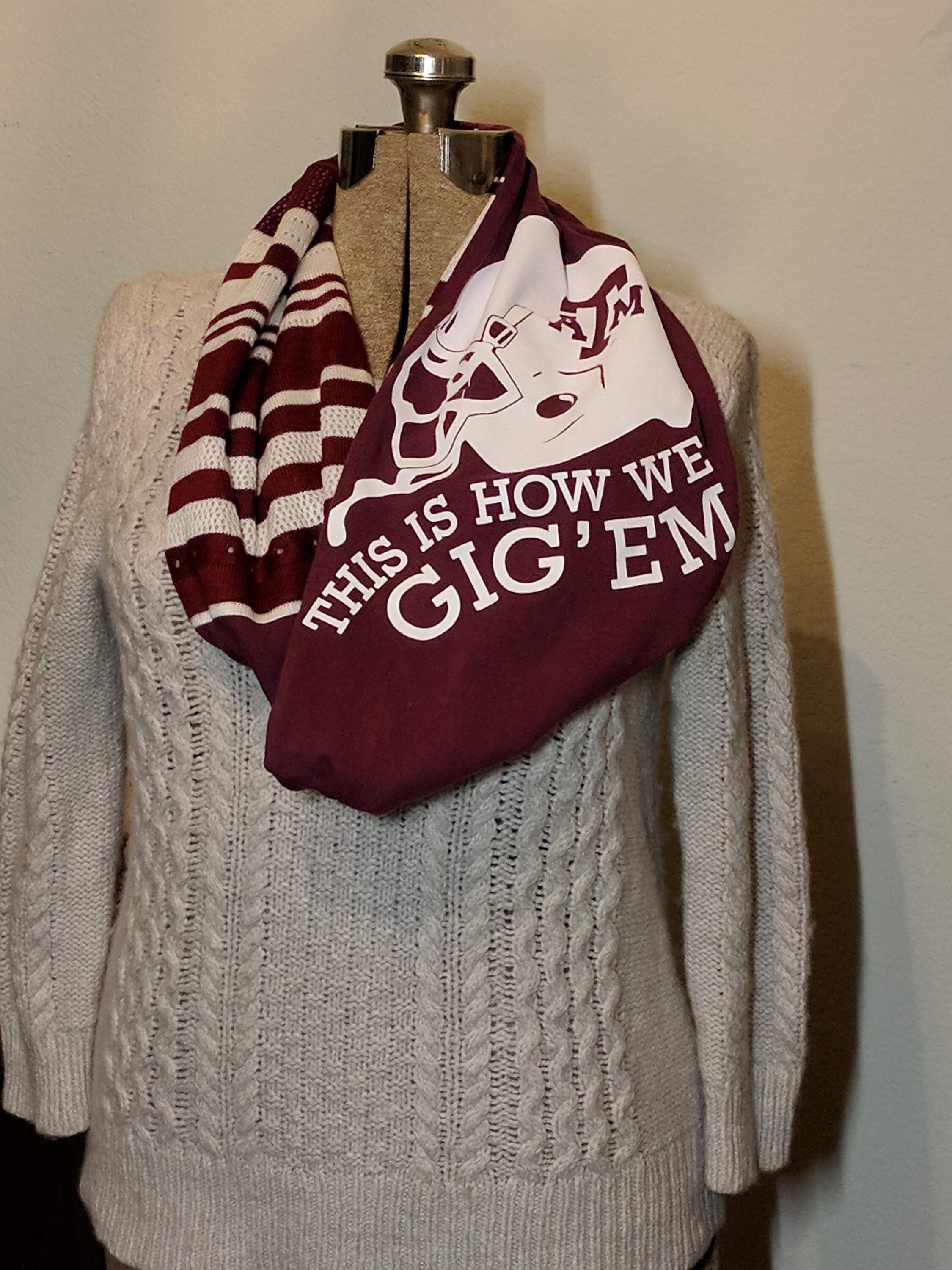 Texas A&M University Upcycled T-shirts Infinity Scarf in - Etsy