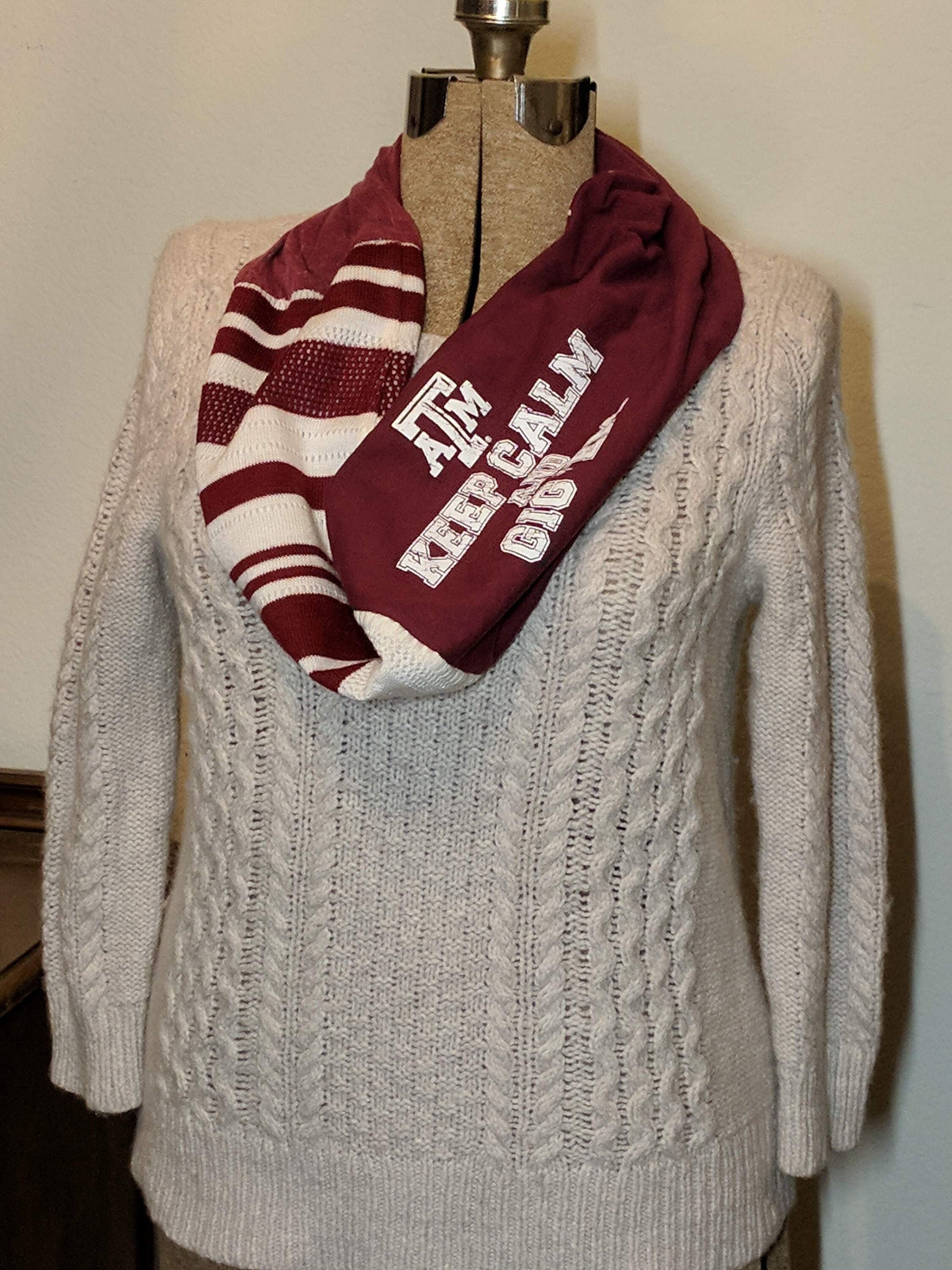 Texas A&M University Upcycled T-shirts Infinity Scarf in Maroon and ...