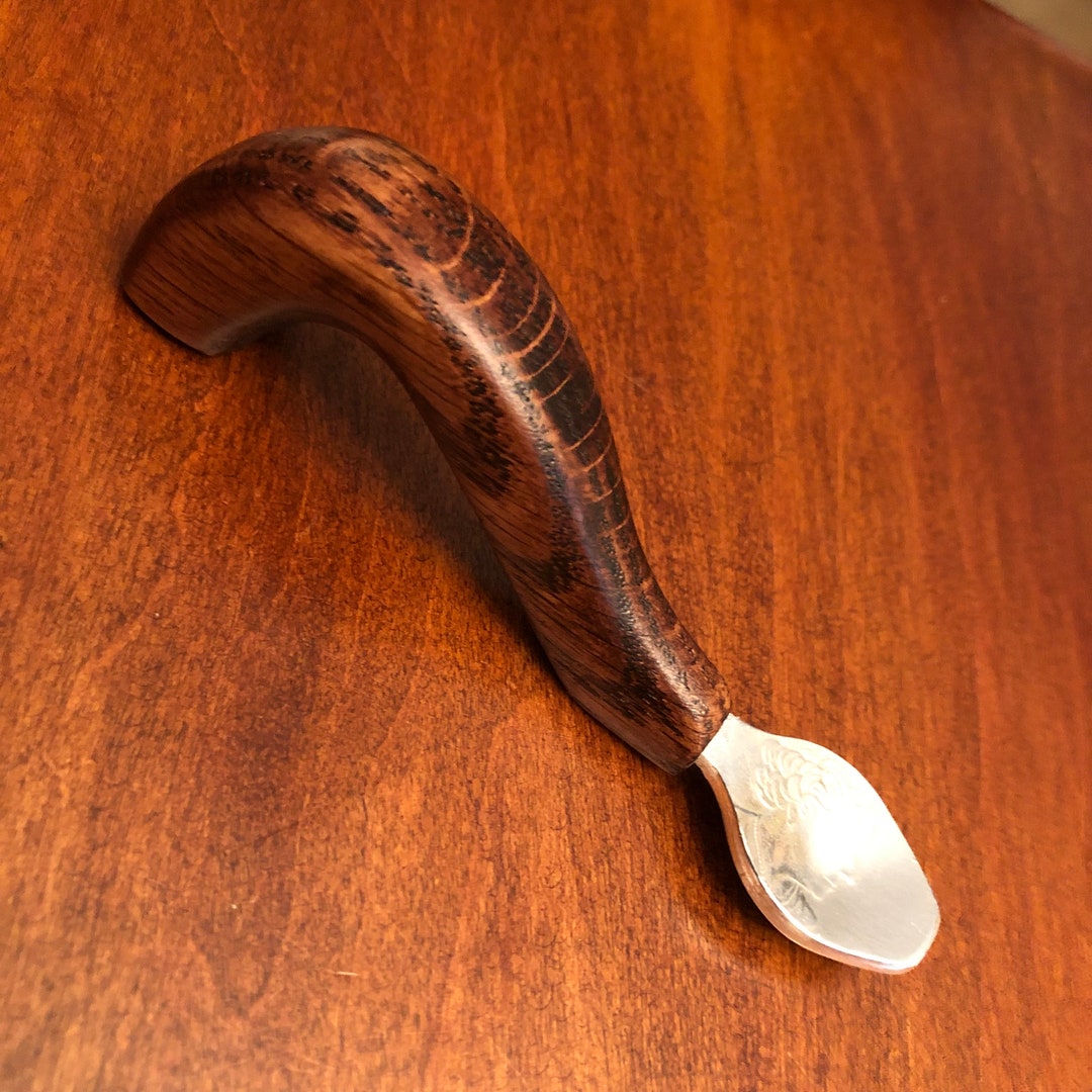Pure Silver Spoon With Handmade Oak Handle Etsy