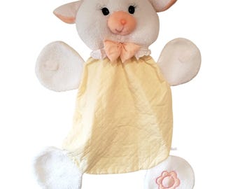 Vintage Plush Sheep Play Mat Blanket Nursery Wall Hanging Decor Lamb Yellow 41" Tapestry