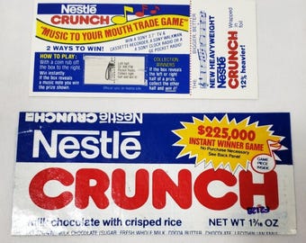 Vintage Nestle Crunch Chocolate Bar Candy Wrapper Only 1982 1980s Game Promo Ephemera