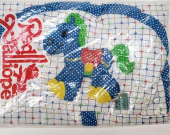 Vintage Red Calliope Diaper Stacker New Carousel Horse Nursery White Blue Dots Primary Colors