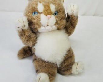 Realistic Plush Cat American Wirehair Vintage Kel Toy Stuffed Animal Kitten 10" Paws Up