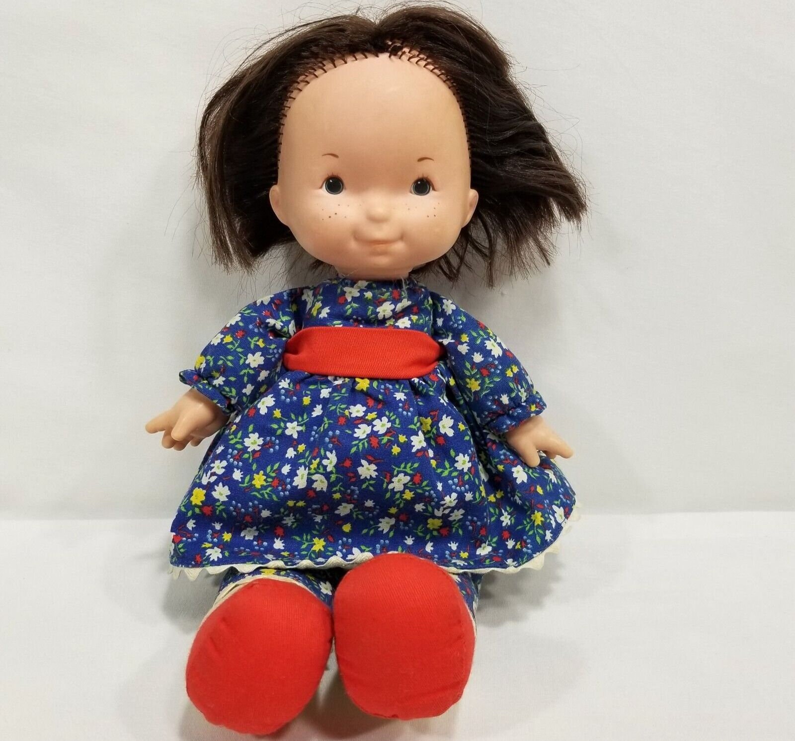 Vintage Fisher Price Jenny Plush Doll Lap Sitter AS IS Blue Floral
