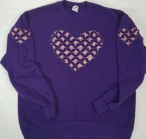 Heart Sweatshirt Vintage Jerzees Cute Cut Out Fri… - image 1