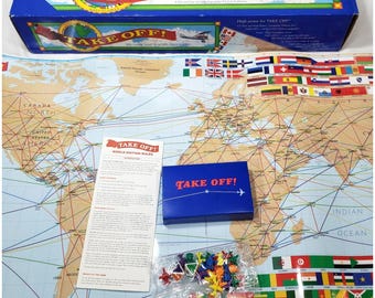 Take Off Kids Board Game Complete 1997 Educational Homeschool World Geography