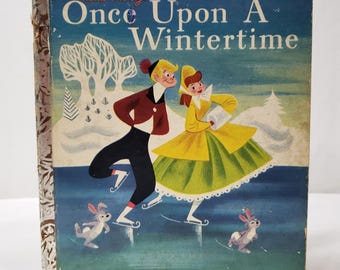 Once Upon A Wintertime Walt Disney Little Golden Book 1950 1st Ed A D12 Vintage Picture Book Christmas Winter