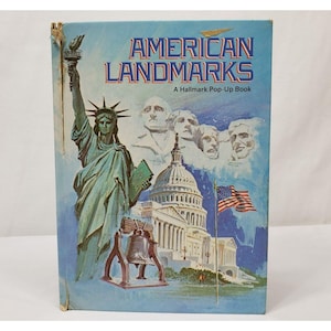 American Landmarks Hallmark Vintage Pop Up Book Barbara Burrow US History Kids Picture Book AS IS Hardcover 1980s Nonfiction Educational