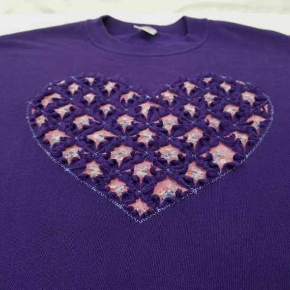 Heart Sweatshirt Vintage Jerzees Cute Cut Out Fri… - image 2