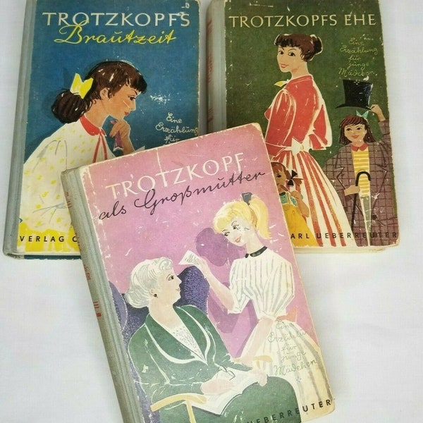 Der Trotzkopf Series Set of 3 German Chapter Books Wildhagen Revised 1960 Vintage Childrens Books Classic Story Literature Hardcovers Lot