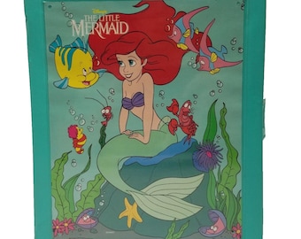 Tyco Little Mermaid Doll Carrying Case Only Vintage Disney 1990s Clothes Storage Box Portable Travel Teal Blue Green Ariel Flounder