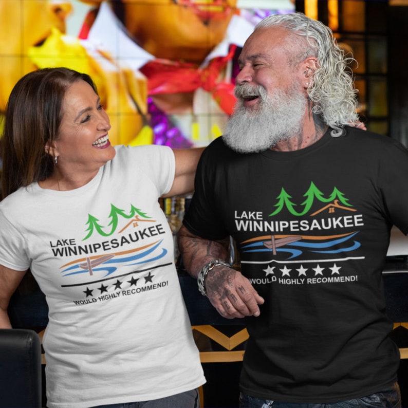 Gift for Her Summer Vacation Lake Winnipesaukee: Five Star Review Unisex Made in the USA Tee Gift for Him Lake Lover New Hampshire