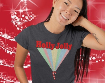 Holly Jolly - Retro Style Premium Tee / candy cane / vintage / Christmas / Santa Claus / 70s / 80s / nostalgia