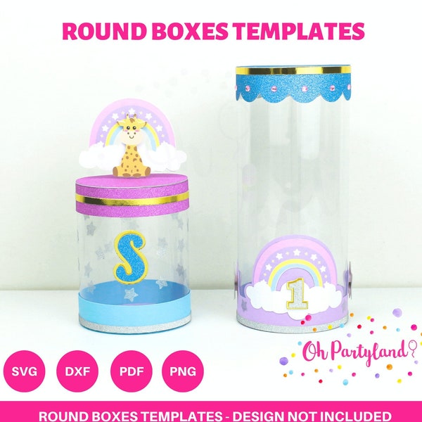 Round boxes templates - Favor boxes SVG, DXF, PDF, Png, Small and large round box with lid, Circle box svg for cutting machines