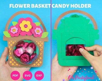 Flower basket candy holder SVG, DXF,PDF files, Mother's day candy holder svg, Mother day candy dome svg, Cut files for Cricut and Silhouette
