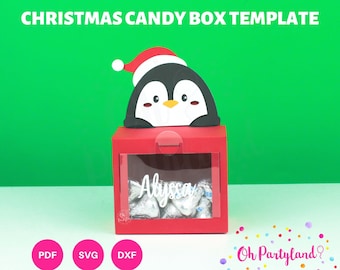 Christmas Penguin Candy Box SVG, DXF and PDF files - Christmas gift box templates - Digital Cut files for Cricut & Silhouette  Treat box svg