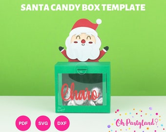 Santa Candy Box SVG files for Cricut, DXF files for Silhouette & PDF file - Santa Treat box svg - Christmas Cut files - Gift box template