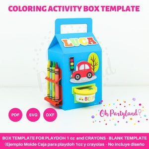Coloring Activity Box Template for Cricut - Milk Box SVG files, DXF files and PDF file - Play doh box template 1 oz (28g)