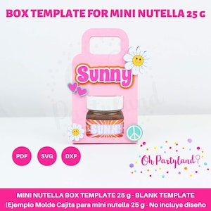Mini-boîte de nutella Fichiers SVG pour Cricut, DXF et PDF - Mini modèle de boîte de Nutella 25 g (0,88 oz) - Fichiers numériques découpés - Modèle de boîte