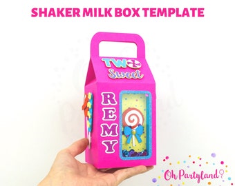 Molde para shaker em caixa de leite com alça, SVG para Cricut, DXF para Silhouette, PDF, PNG - Arquivos digitais, molde de caixa, caixa de leite
