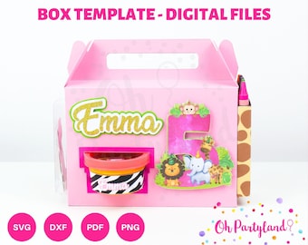 Coloring Activity box template - Gable box template SVG files for Cricut, DXF for Silhouette, PDF, Png- Play doh 1oz and Crayon box template