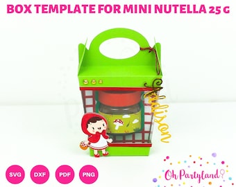 Mini Nutella Box Template SVG, DXF, PDF, Png - Treat box template for the mini nutella 25 g (0.88 oz) - Cutting files - Digital files