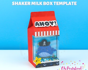 Template milk box shaker, Milk box template SVG. Shaker favor box template, Cut file favor box template, Shaker box Svg, Dxf, Png, Milk box