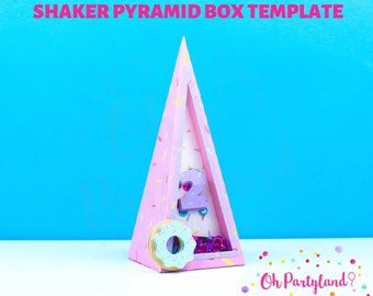 Shaker Pyramid box SVG, Shaker box template, Favor box template, Treat box Svg, Dxf, Pdf, Png, Pyramid box template with window, Cut files