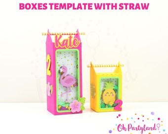 Favor boxes templates with straw - Shaker box SVG, DXF, PDF, Png files, Treat boxes template, Candy boxes svg, Cricut svg files