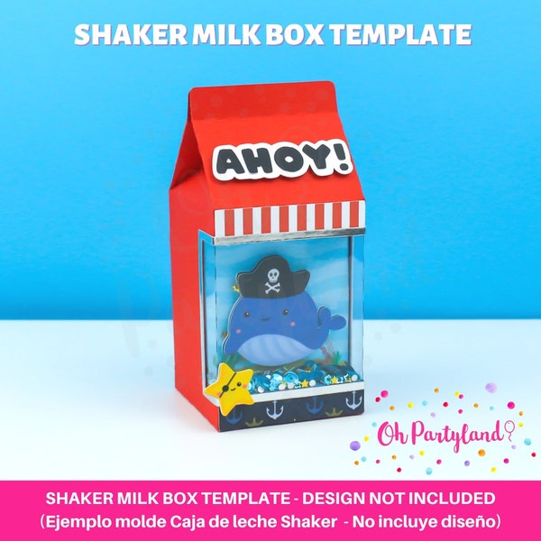 Template milk box shaker, Milk box template SVG. Shaker favor box template, Cut file favor box template, Shaker box Svg, Dxf, Png, Milk box