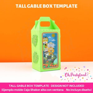 Tall Gable Box Template, Shaker box SVG, DXF, PNG, Pdf files, Favor box template, Shaker gable box template, Milk box svg, Digital files image 1