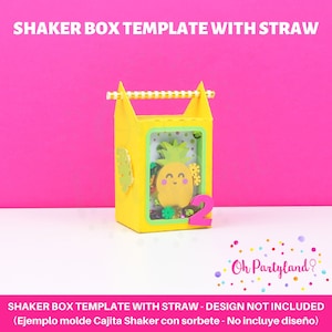 Favor box template with straw, Shaker box svg, dxf, pdf, png, Treat box template, Gift box svg PLEASE READ DESCRIPTION image 1