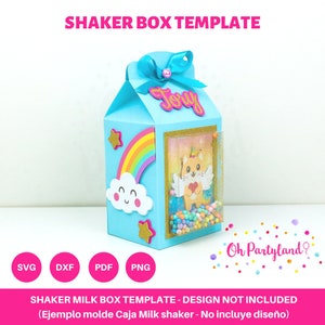 Shaker Milchbox Vorlage mit Außenfenster, Shaker Box SVG-, DXF-, PDF- und Png-Dateien, Favor Box Vorlage Schnittdateien für Cricut