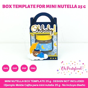Mini modèle de boîte de Nutella, 25 g (0,88 oz) - Fichiers SVG, DXF, PDF, Png - Fichiers numériques - Fichiers de découpe pour Cricut et Silhouette