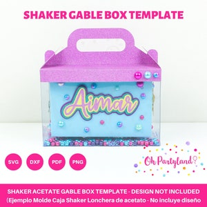 Modèle de boîte à pignon en acétate Shaker - Fichiers SVG cricut SVG, DXF, PDF, Png - Modèle de boîte de faveur - Fichiers de découpe - Modèle de boîte de bonbons
