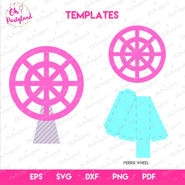 Ferris wheel template, DXF SVG files, png, eps, pdf, ferris wheel files, digital download, Ferris wheel svg file, cutting file, wheel svg