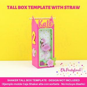 Tall favor box template with straw Svg, Dxf, Pdf, Png Shaker box SVG Treat box template Candy box svg Please Read Description image 1