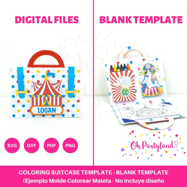 Coloring Suitcase Template - Activity box SVG files for Cricut, DXF for Silhouette, PDF and Png files - Cutting files