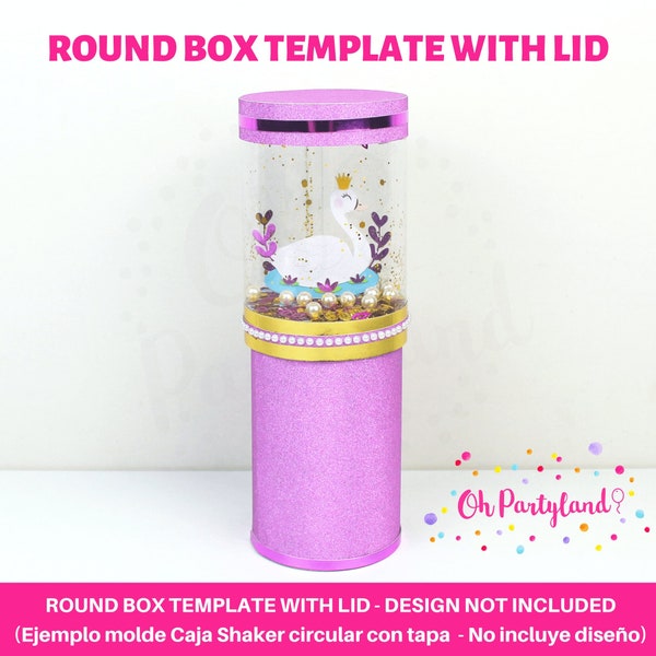 Shaker box template, Round box with lid SVG, DXF, PDF, Png - Digital cut files, Favor box svg for cricut, Party box template, Treat box svg