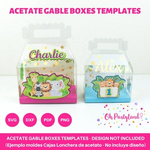 Modèles de boîtes de pignon en acétate, fichiers SVG, DXF, PDF et Png, modèles de boîtes en acétate pour camée Cricut et Silhouette