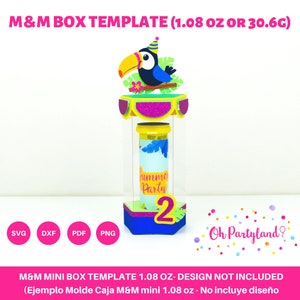 Molde de caixa M&M Minis 1,08 oz 30,6 g - Caixa SVG, DXF, PDF, Png - Molde de caixa M e M Tube - Arquivos digitais - Arquivos de corte