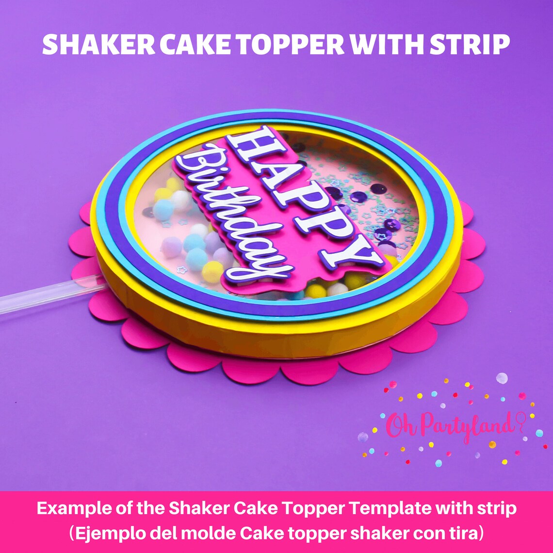 Shaker cake topper con tira dentada SVG para cricut DXF para Etsy España