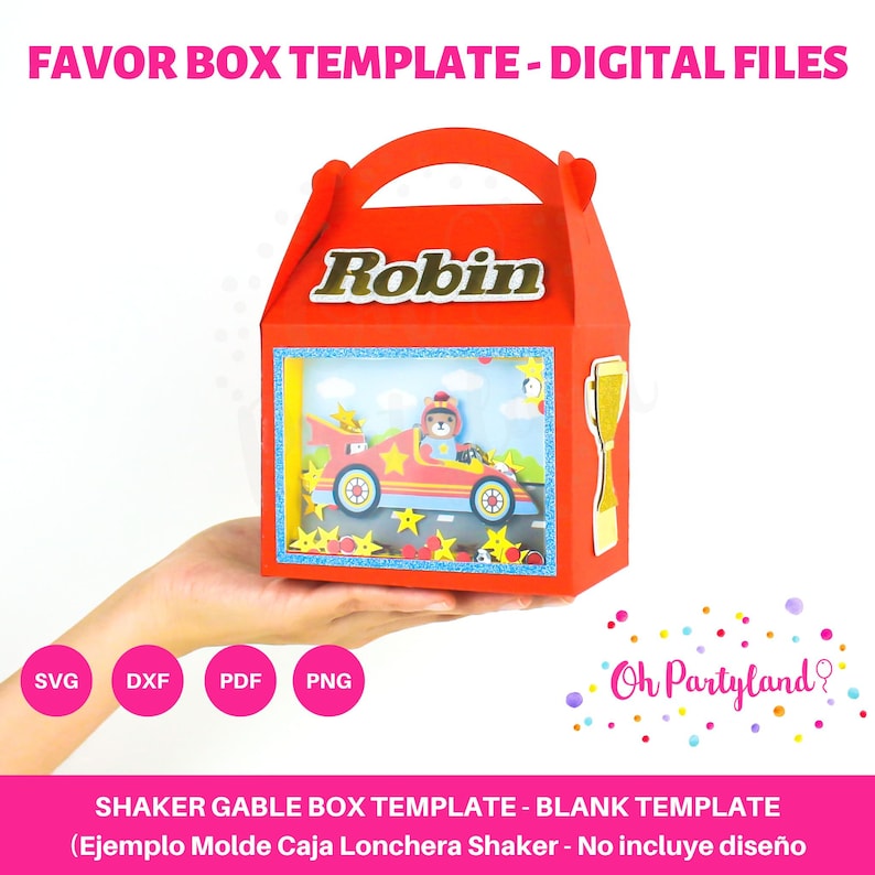 Shaker Gable Box SVG, DXF, PDF and Png Files - Party Favor Box Template ...