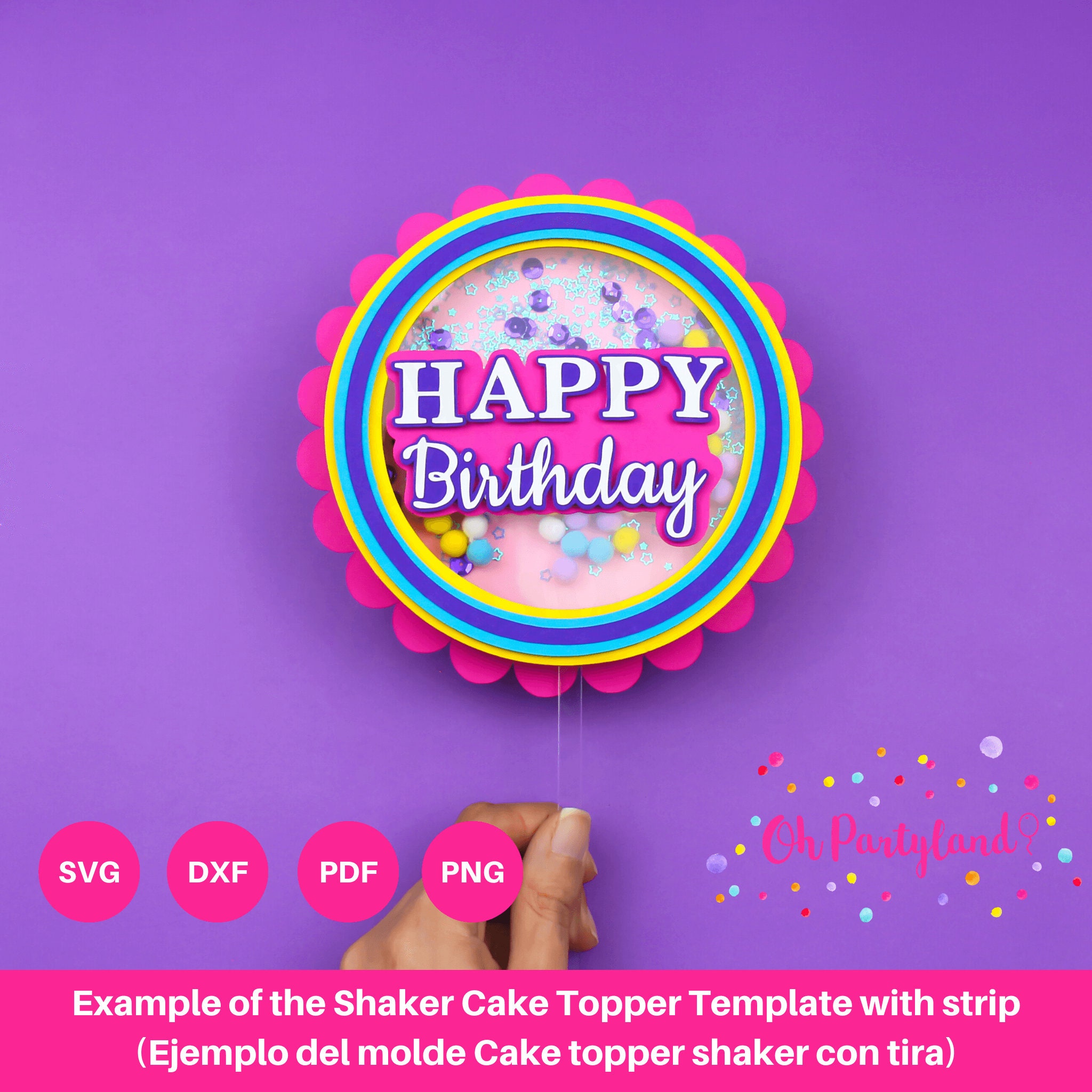 Shaker Cake Topper SVG File With Stripe SVG for Cricut DXF Etsy