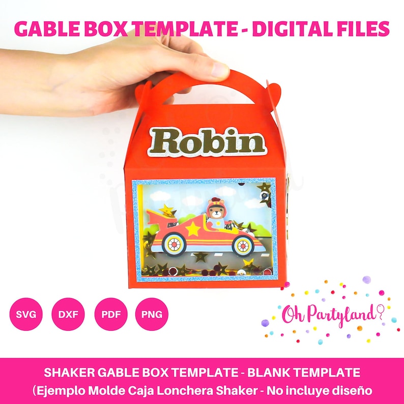 Shaker Gable Box SVG, DXF, PDF and Png Files - Party Favor Box Template ...