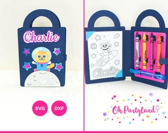 Coloring suitcase box template for crayons and mini bubble - Activity box template for Cricut and silhouette - Crayon Box svg -Digital files
