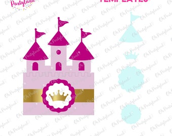 Princess castle invitation SVG file, Castle card template, Princess castle silhouette, Castle template Svg, Dxf, Pdf, Png, Eps, Cutting file