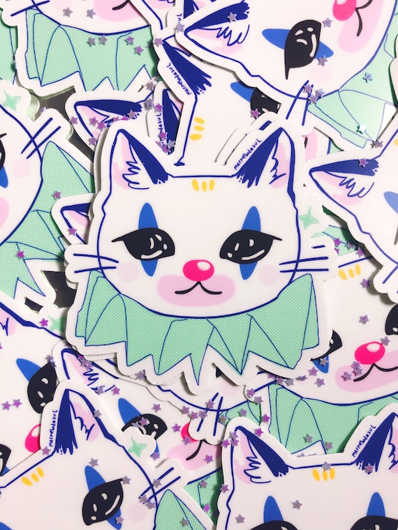 Crying Clown Cat Sticker | Etsy