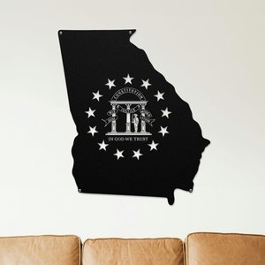 Georgia State Flag Silhouette Metal Sign, Housewarming Gift, Wedding Gift, Custom Home State Sign Wall Decor