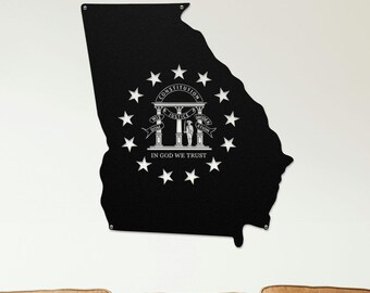 Georgia State Flag Metal Sign, Home Wall Decor
